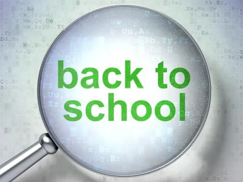 Studying concept: Back to School with optical glass Illustrazione stock