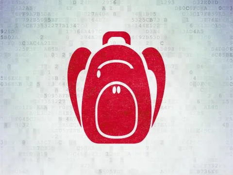 Studying concept: Backpack on Digital Data Paper background イラスト素材