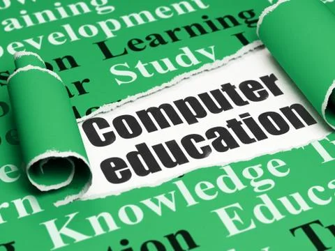 Studying concept: black text Computer Education under the piece of  torn paper Stock Illustration