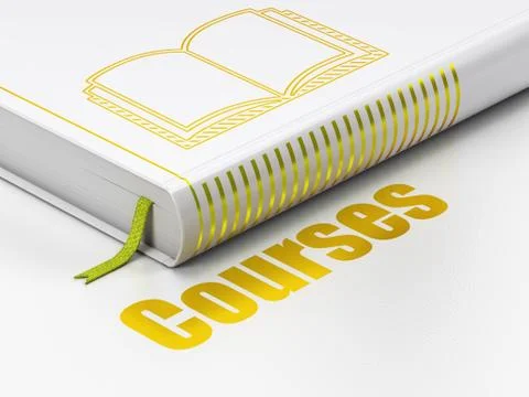 Studying concept: book Book, Courses on white background Illustrazione stock