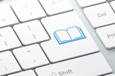 Studying concept: Book on computer keyboard background 스톡 일러스트