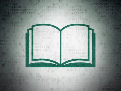 Studying concept: Book on Digital Data Paper background イラスト素材