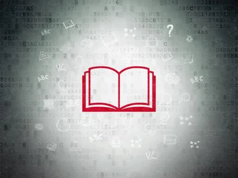 Studying concept: Book on Digital Data Paper background Stock Illustration