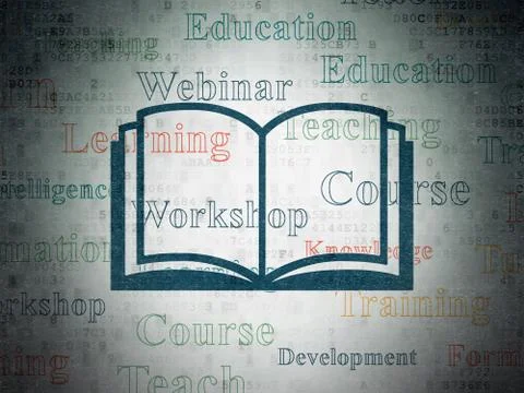 Studying concept: Book on Digital Data Paper background 스톡 일러스트