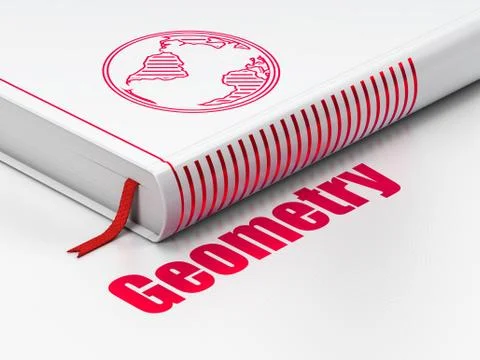 Studying concept: book Globe, Geometry on white background Illustrazione stock