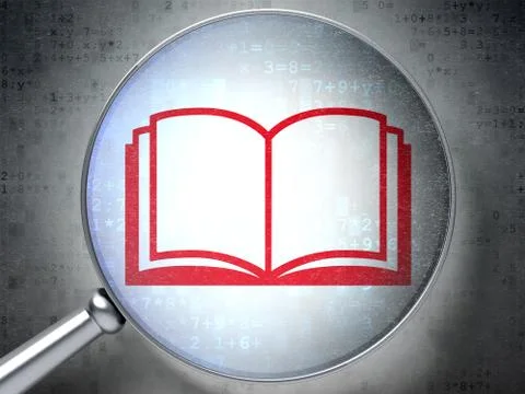 Studying concept: Book with optical glass on digital background 스톡 일러스트