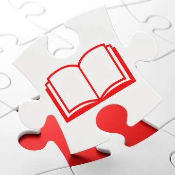Studying concept: Book on puzzle background Illustrazione stock
