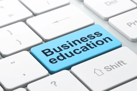 Studying concept: Business Education on computer keyboard background 스톡 일러스트
