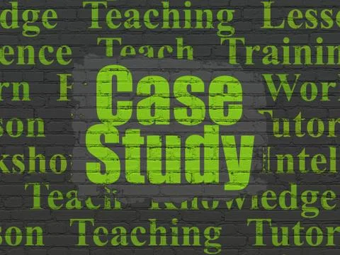 Studying concept: Case Study on wall background Stock Illustration