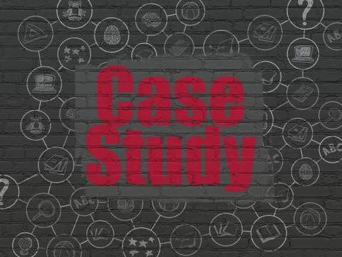 Studying concept: Case Study on wall background Stock Illustration