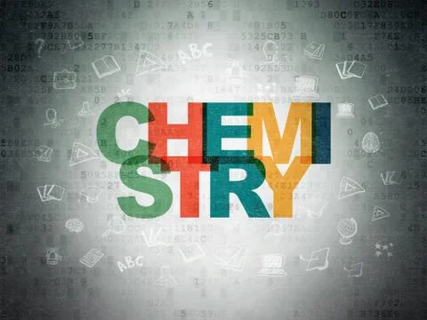Studying concept: Chemistry on Digital Data Paper background Stock Illustration