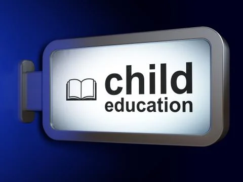 Studying concept: Child Education and Book on billboard background Stock Illustration