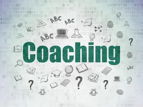 Studying concept: Coaching on Digital Data Paper background Stock Illustration