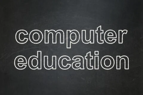 Studying concept: Computer Education on chalkboard background Stock Illustration