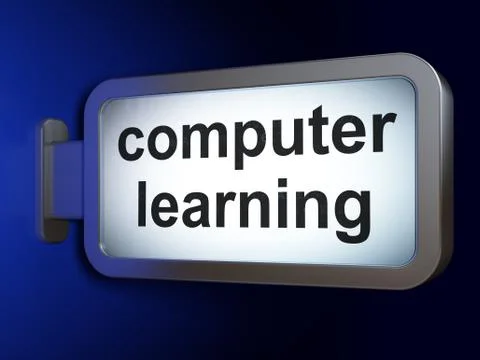 Studying concept: Computer Learning on billboard background Illustrazione stock
