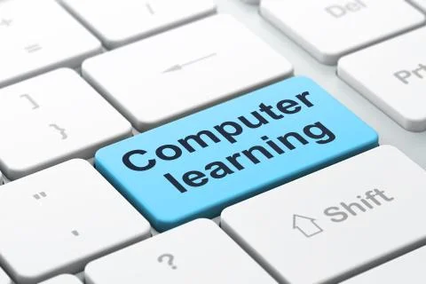 Studying concept: Computer Learning on computer keyboard background Stock Illustration