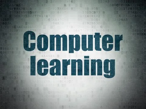 Studying concept: Computer Learning on Digital Data Paper background Stock Illustration