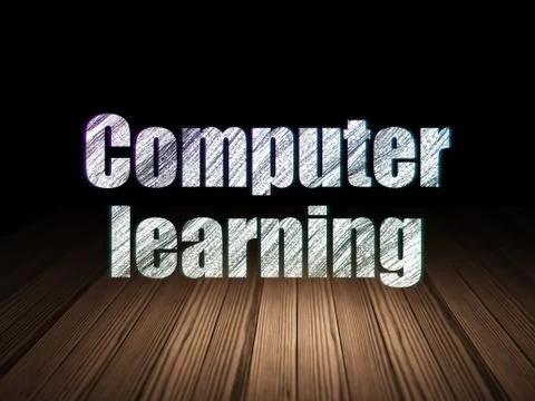 Studying concept: Computer Learning in grunge dark room Stock Illustration