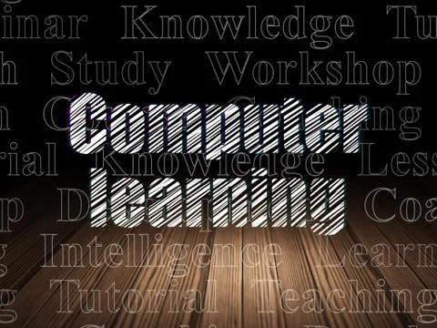 Studying concept: Computer Learning in grunge dark room Stock Illustration