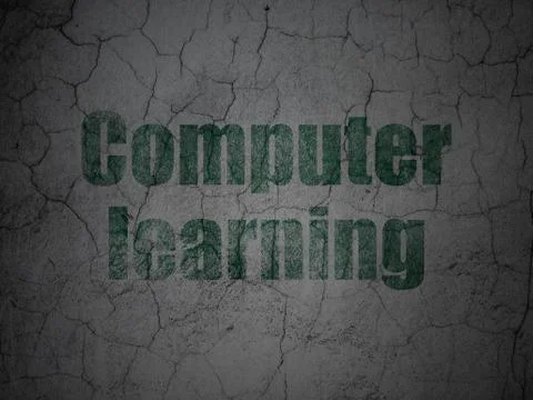 Studying concept: Computer Learning on grunge wall background Stock Illustration