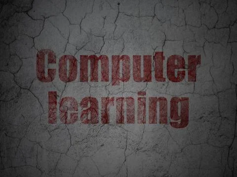 Studying concept: Computer Learning on grunge wall background 스톡 일러스트
