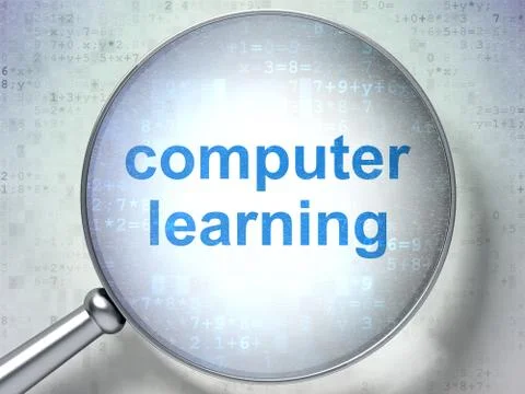 Studying concept: Computer Learning with optical glass Stock Illustration