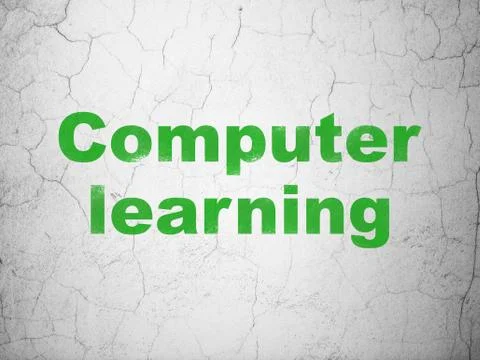 Studying concept: Computer Learning on wall background Illustrazione stock