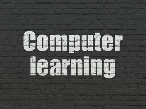 Studying concept: Computer Learning on wall background 스톡 일러스트