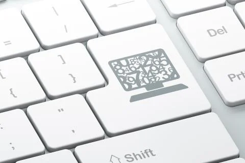 Studying concept: Computer Pc on computer keyboard background イラスト素材