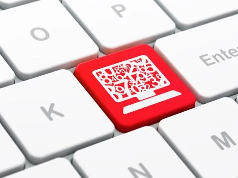 Studying concept: Computer Pc on computer keyboard background 스톡 일러스트