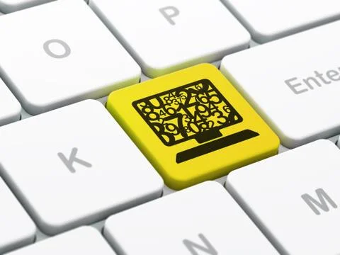 Studying concept: Computer Pc on computer keyboard background Stockillustratie