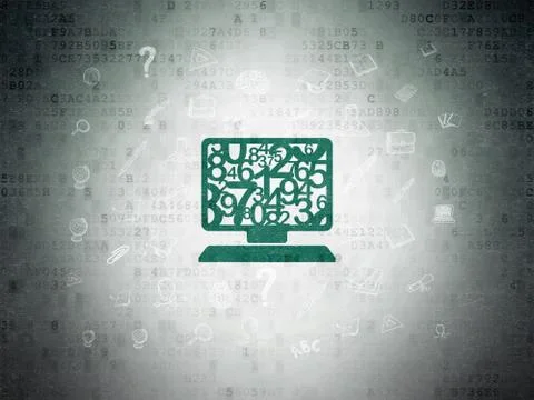 Studying concept: Computer Pc on Digital Paper background Stock Illustration