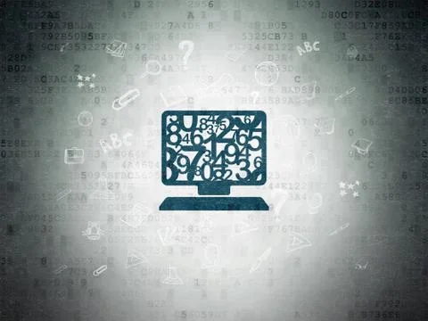 Studying concept: Computer Pc on Digital Paper background Stock Illustration