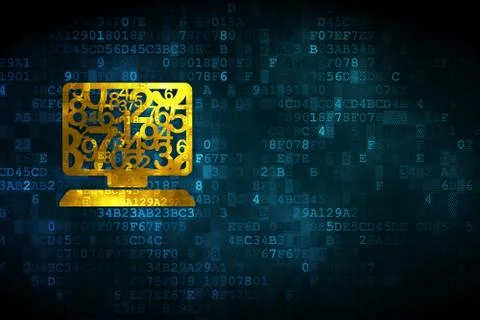 Studying concept: Computer Pc on digital background Stock Illustration