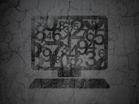 Studying concept: Computer Pc on grunge wall background Stock Illustration