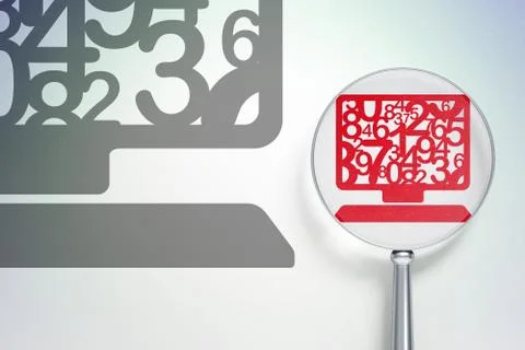 Studying concept:  Computer Pc with optical glass on digital background イラスト素材