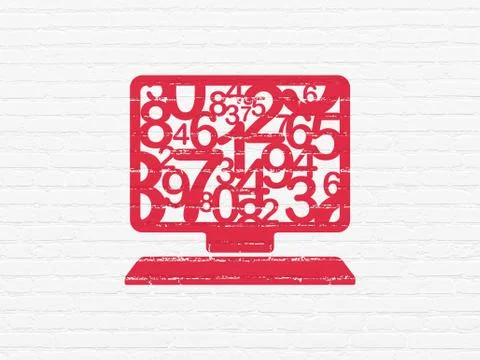 Studying concept: Computer Pc on wall background Иллюстрация