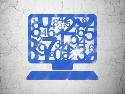 Studying concept: Computer Pc on wall background Stock Illustration