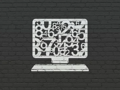 Studying concept: Computer Pc on wall background 스톡 일러스트