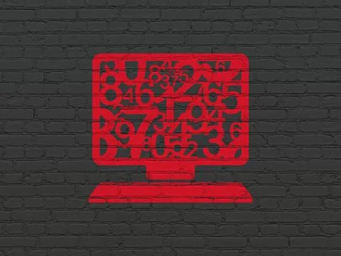 Studying concept: Computer Pc on wall background 스톡 일러스트