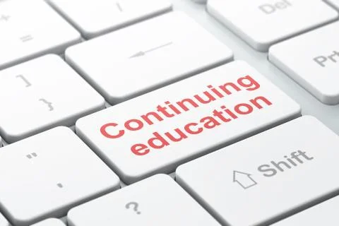 Studying concept: Continuing Education on computer keyboard background Stock Illustration