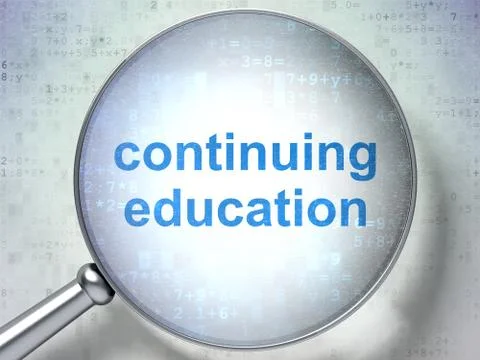 Studying concept: Continuing Education with optical glass Stock Illustration