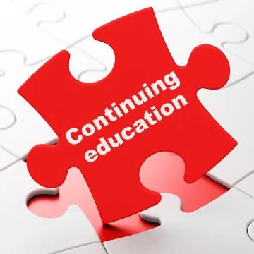 Studying concept: Continuing Education on puzzle background Illustrazione stock