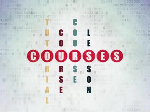Studying concept: Courses in Crossword Puzzle Stock Illustration