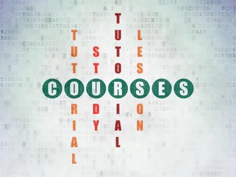 Studying concept: Courses in Crossword Puzzle Illustration