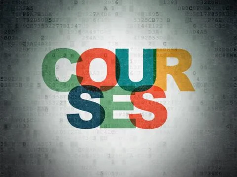 Studying concept: Courses on Digital Data Paper background Illustration