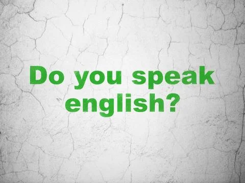 Studying concept: Do you speak English? on wall background Ilustração Stock