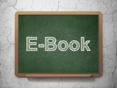 Studying concept: E-Book on chalkboard background Stock Illustration