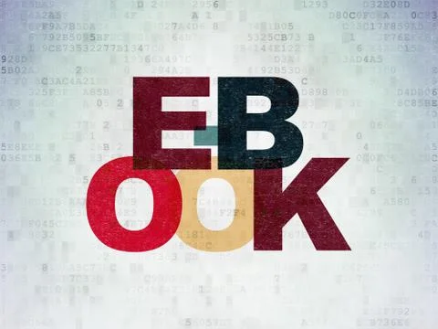 Studying concept: E-Book on Digital Data Paper background Stockillustratie