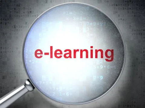 Studying concept: E-learning with optical glass Stock Illustration